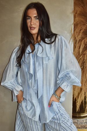 Regency Ruffle Blouse Baby Blue